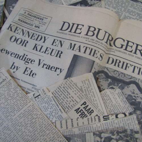 Large lot of Newspaper cuttings on Robert Kennedy`s visit to South Africa in 1966