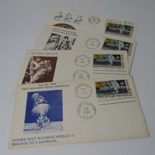 Lot of 4 Moon Landing Covers dating from 1969 to 1971