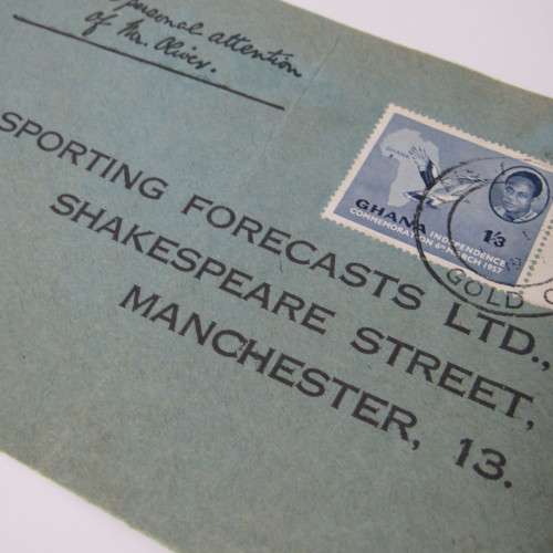 Postal cover from Gold Coast to Manchester, England with 1/3 Ghana stamp - genuine issue