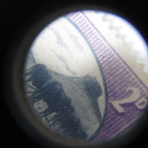 South Africa SACC 108 `Peace` pair of stamps - Afrikaans stamp with cable station error - black dot
