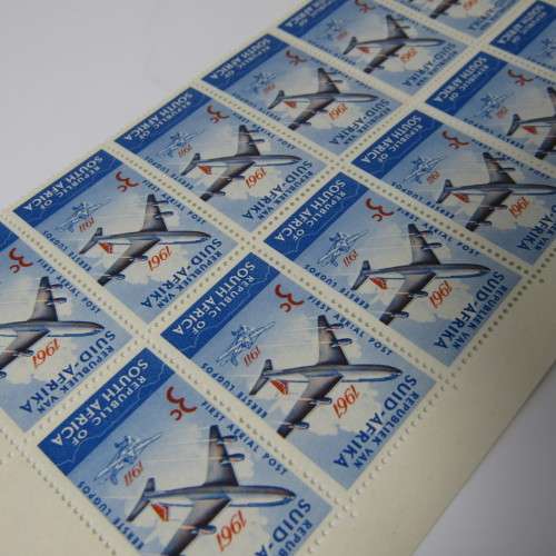 SACC 219  - 1 December 1961 50the Anniversary of 1st SA Flight 3c stamp - Lot of 22 mint with errors