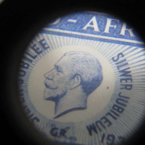SACC 66 Silver Jubilee of George V 3d stamp with 2 brown and 1 black dot on bottom stamp