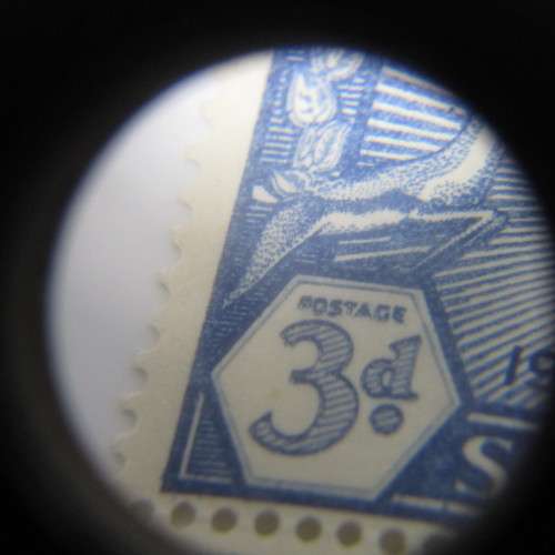 SACC 66 Silver Jubilee of George V 3d stamp with 2 brown and 1 black dot on bottom stamp