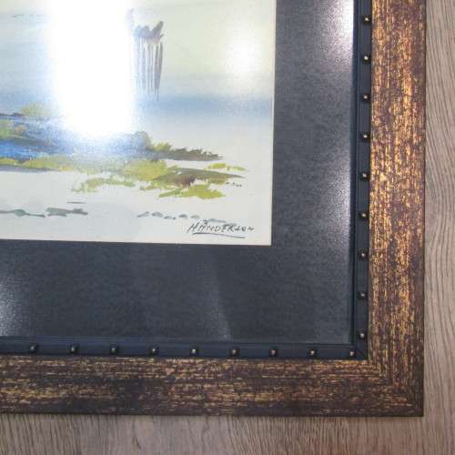 Watercolor painting by H Anderson - frame - 72 x 43.5cm and Painting - 53 x 24cm