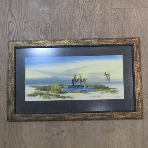 Watercolor painting by H Anderson - frame - 72 x 43.5cm and Painting - 53 x 24cm