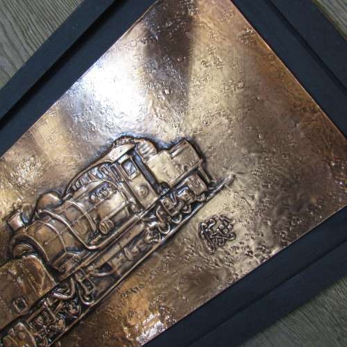 SA Railways Class GCA locomotive No. 2258 copper repousse artwork by RW Guest - 60 x 30cm