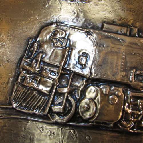 SA Railways Class GCA locomotive No. 2258 copper repousse artwork by RW Guest - 60 x 30cm