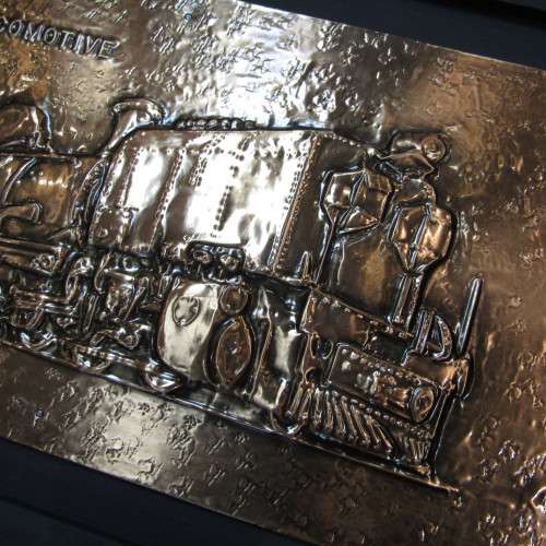 SA Railways Class NGG 13 locomotive No. 4950 copper repousse artwork by RW Guest - 60 x 30cm