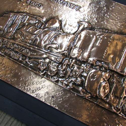 SA Railways Class NGG 13 locomotive No. 4950 copper repousse artwork by RW Guest - 60 x 30cm