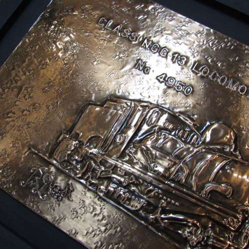 SA Railways Class NGG 13 locomotive No. 4950 copper repousse artwork by RW Guest - 60 x 30cm
