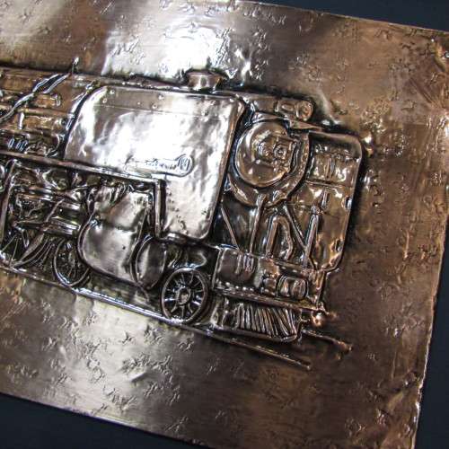 SA Railways Class 23 locomotive No. 3300 copper repousse artwork by RW Guest - 60 x 30cm