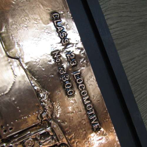 SA Railways Class 23 locomotive No. 3300 copper repousse artwork by RW Guest - 60 x 30cm