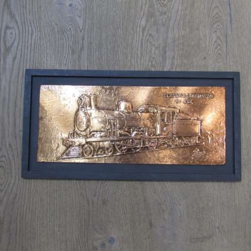 SA Railways Class GA locomotive No. 454 copper repousse artwork by RW Guest - 60 x 30cm