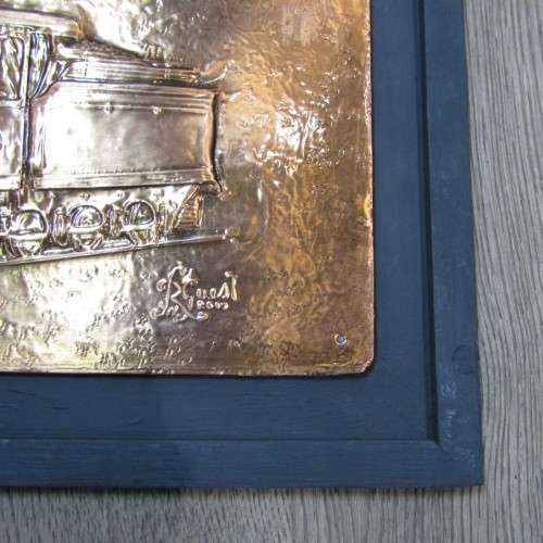 SA Railways Class GA locomotive No. 454 copper repousse artwork by RW Guest - 60 x 30cm