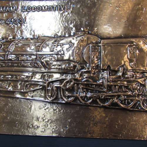 SA Railways Class GMAM locomotive No. 4133 copper repousse artwork by RW Guest - 60 x 30cm