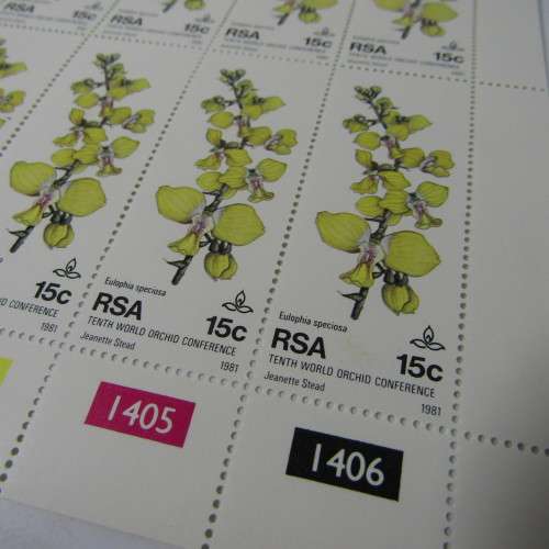 SACC 502-505 10th world orchid Conference - 4 x full sheets - light foxing at top