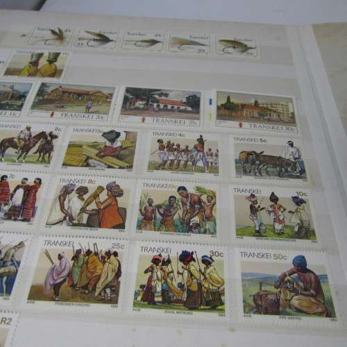 48 Page stamp album with mostly stamps from Bophuthatswana, Ciskei, Transkei, Venda