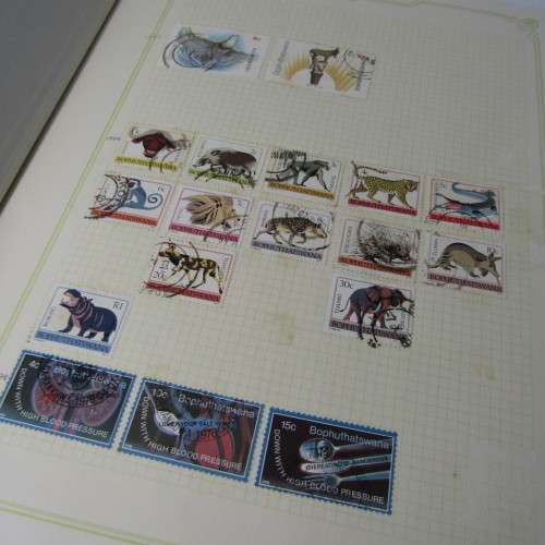 Album with about 700 stamps from Bophuthatswana, Botswana, Ciskei, Transkei, Venda