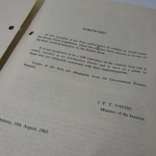 Africana 1960 booklet on the group areas act with additional explanation