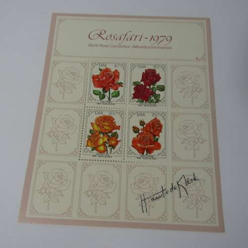 South Africa miniature sheet of 1979 Rose stamps - Mint unhinged - Signed by the artist