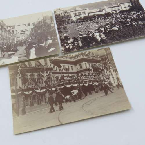 Lot of 3 original photos - Lord Milner`s arrival in Cape Town