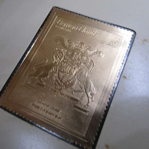The Royal coats of arms of the Kings and Queens of England 22kt Gold stamps in ledger