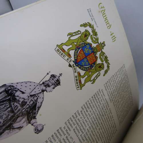 The Royal coats of arms of the Kings and Queens of England 22kt Gold stamps in ledger