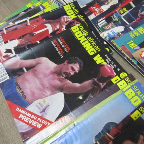 Lot of 90 South African Boxing World magazines dated between 1976 and 1989