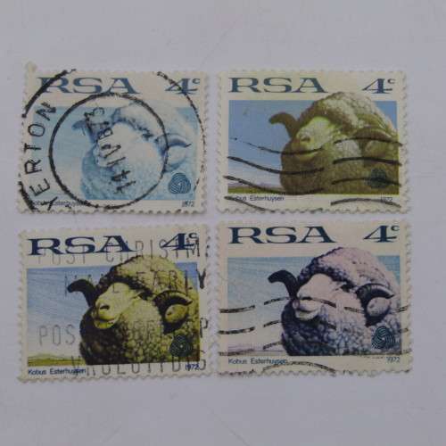 South Africa Lot of 4 different definitive issue / definitive issue with Merino ram - different shad
