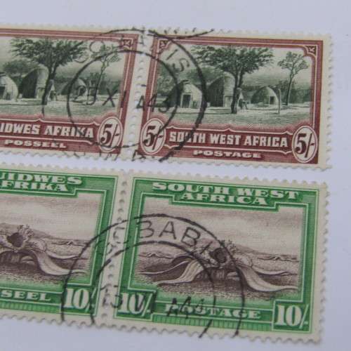 South West Africa SACC 110 a to 114 a pairs used on 25-11-1943 Gobabis cancelation