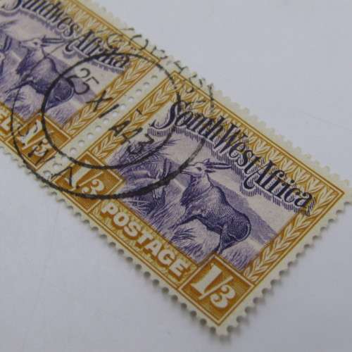 South West Africa SACC 110 a to 114 a pairs used on 25-11-1943 Gobabis cancelation