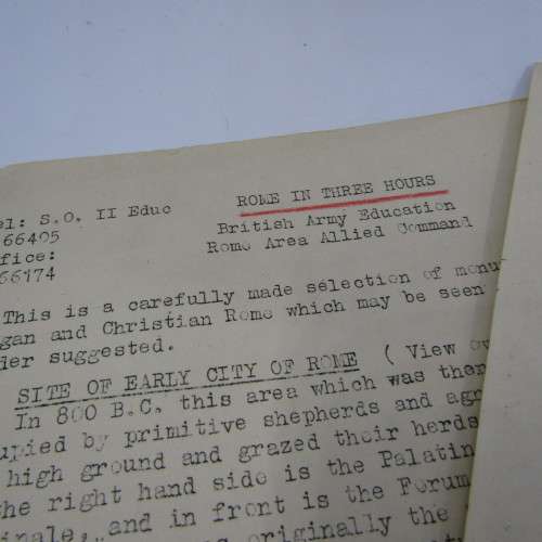 Booklet and intro sheets for tours offered to soldiers in Italy