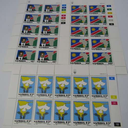 Namibia Independence full sheets of mint stamps SACC 1,2,3