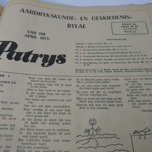 Patrys magazine - April 1971 - Laerskool uitgawe with History appendix - hole punch