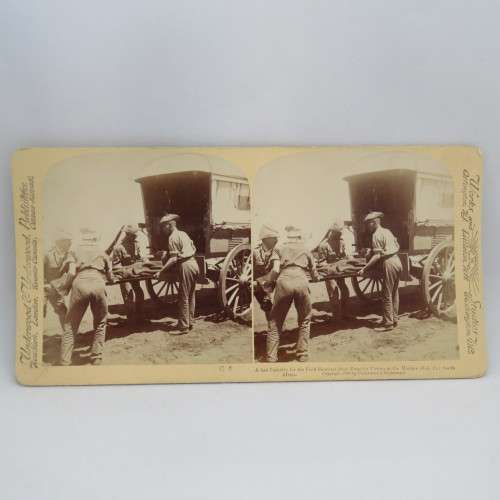 Boer War stereoscope card #64 - a Bad casualty for the Field Hospital after French`s Victory