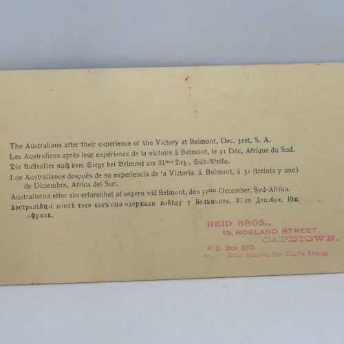 Boer War Stereoscope card #51 - The Australians after their experience of the Victory at Belmont
