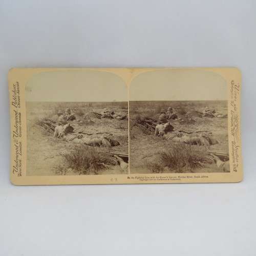 Boer War stereoscope card #63 - On the fighting line, Modder River