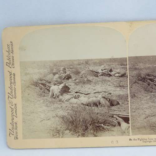 Boer War stereoscope card #63 - On the fighting line, Modder River