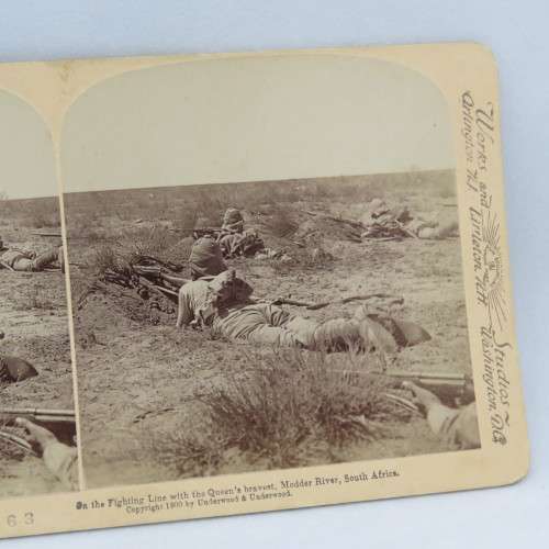 Boer War stereoscope card #63 - On the fighting line, Modder River