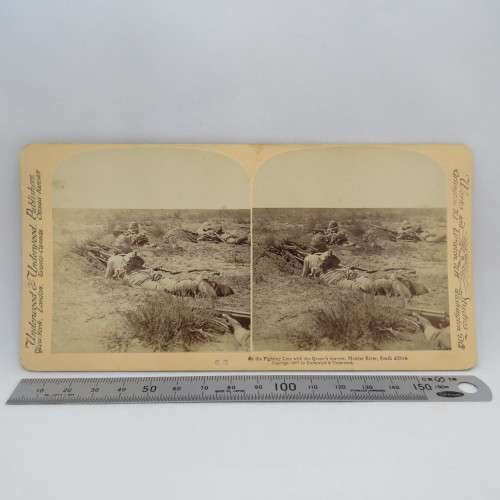 Boer War stereoscope card #63 - On the fighting line, Modder River