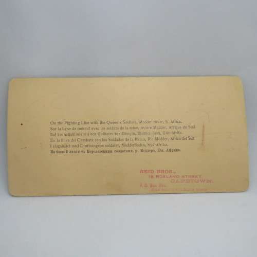 Boer War stereoscope card #63 - On the fighting line, Modder River