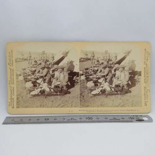 Boer War stereoscope card #96 - Kit Inspection of the R.P.R`s of the morning of their gallant
