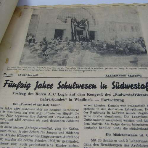 1960`s Windhoek newspaper press cuttings - e.g Kaiserliche Schutztruppe, schools in SWA