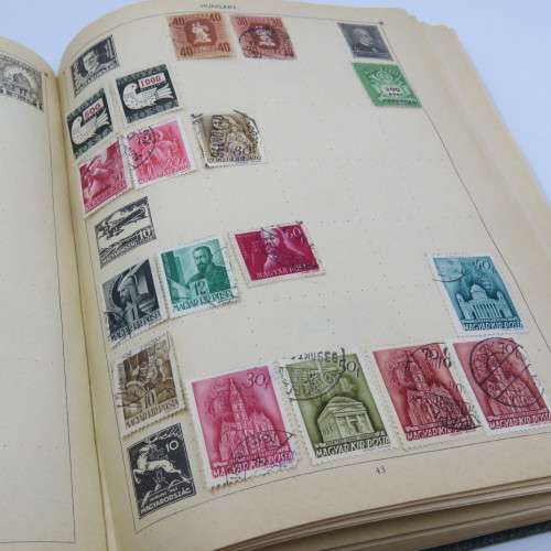 Postal stamp album of the world with over 1300 old stamps - Given to `Alice` in 1937