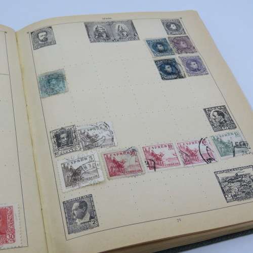 Postal stamp album of the world with over 1300 old stamps - Given to `Alice` in 1937