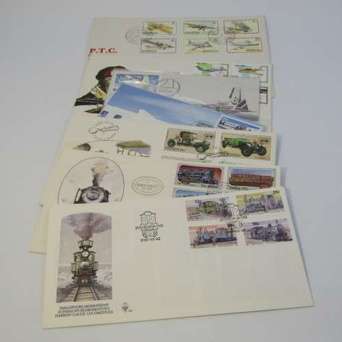 Lot of 14 postal items with planes, trains and automobiles