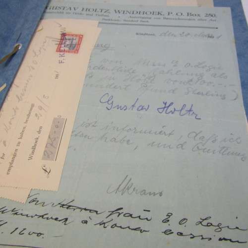 1931 Original paperwork to CA Logie - for building of house on ERF 20 Windhoek