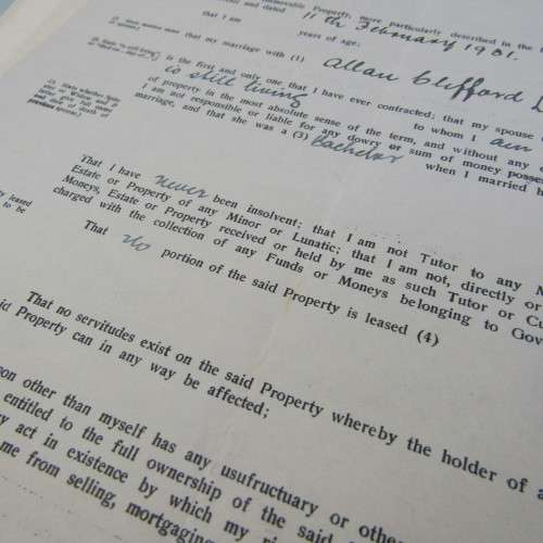 1931 Original paperwork to CA Logie - for building of house on ERF 20 Windhoek
