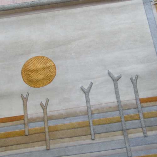 Beatrix Bosch leather artwork - Beautiful large piece named `Beach - Monday Morning - dated 1988