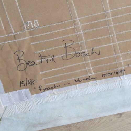 Beatrix Bosch leather artwork - Beautiful large piece named `Beach - Monday Morning - dated 1988